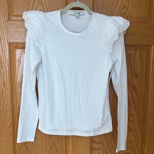 NWT Joe's Jeans White Long Sleeve Top with Eyelet Ruffle